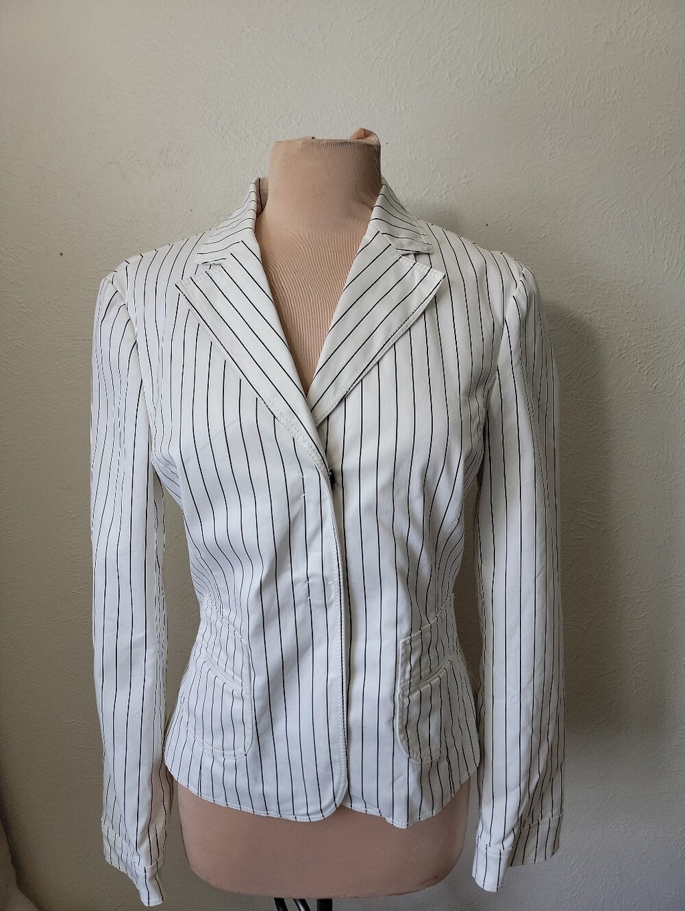 Vintage Gianfranco Ferre White Blazer with Black Pinstripes